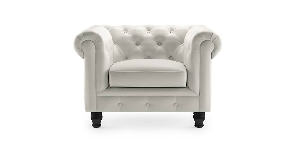 Winchester Half Leather Sofa (White Italian Leather)